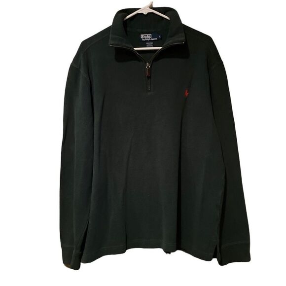 Polo Ralph Lauren Emerald Green Half Zip Pullover Pony Embroidered Size Large - Picture 1 of 10